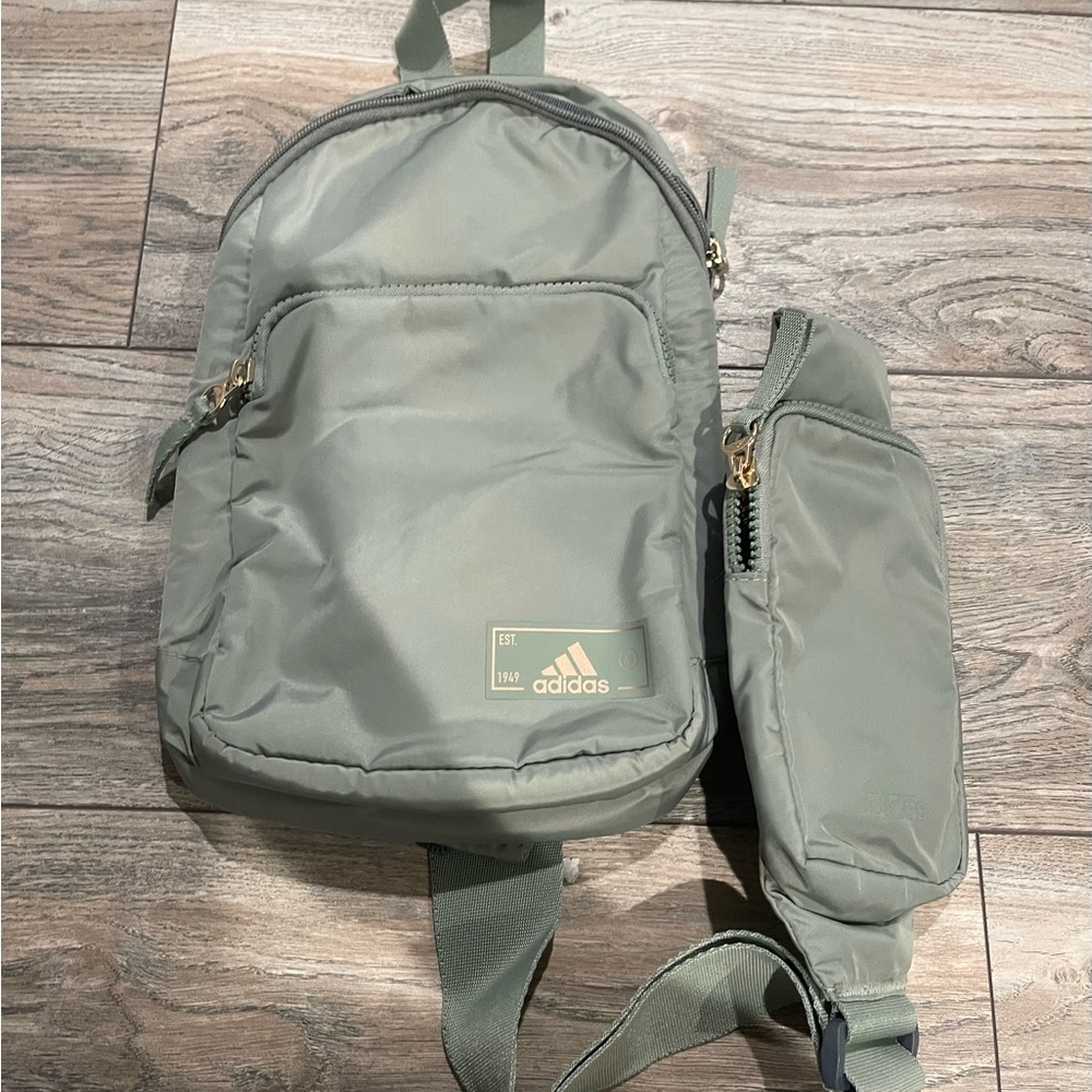 Adidas Gray Backpack and Pouch Set